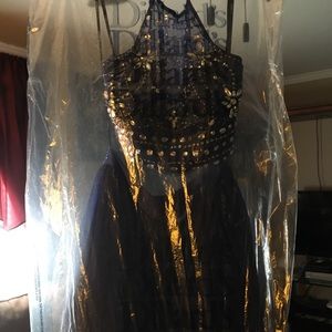 Dillards Navy Blue two Piece Rhinestone Set
